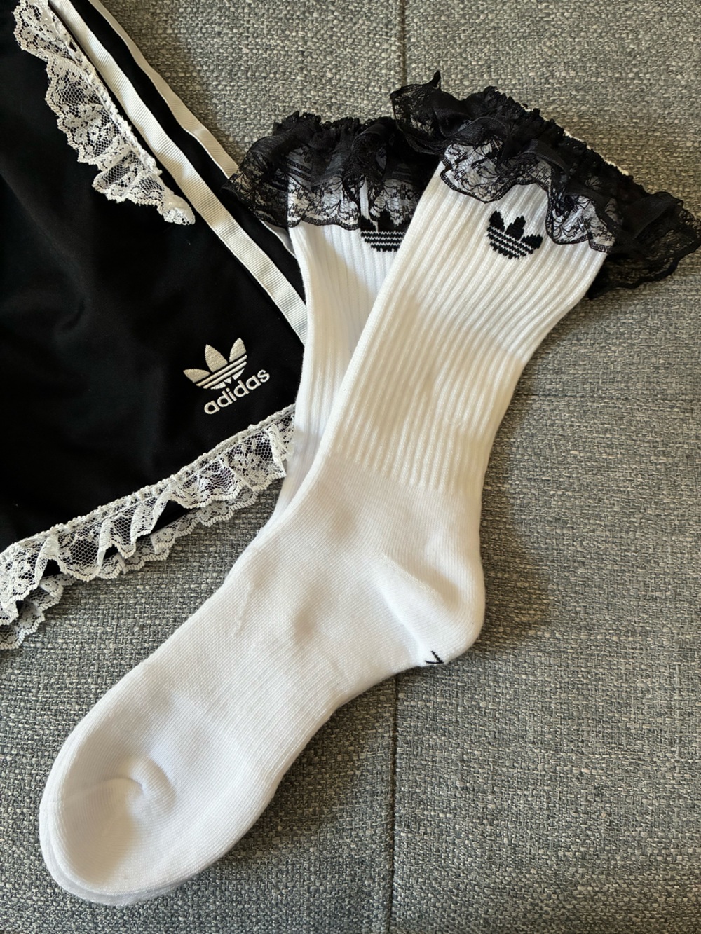 Adidas lace-trim crew socks